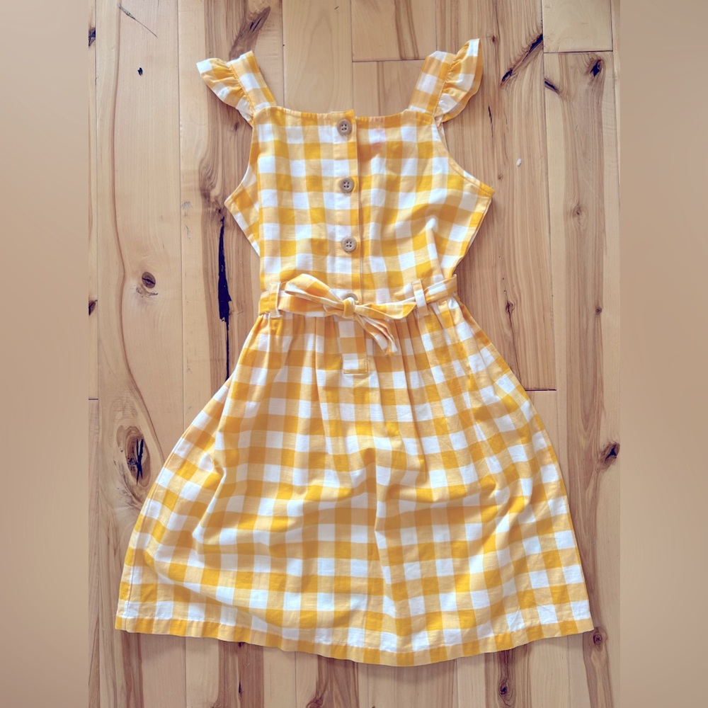 NWOT carters girls picnic button dress yellow and white gingham size 8